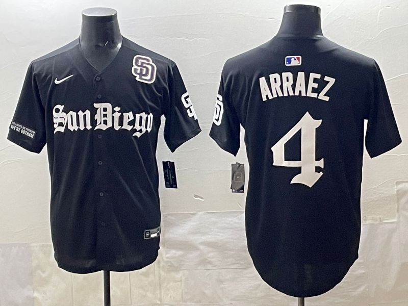 Men 2025 San Diego Padres 4 Arraez Black Five generations Joint Name Nike MLB Jersey style 4